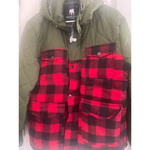 American Stitch (Red Black Green) Flannel Mens Jacket, A67
